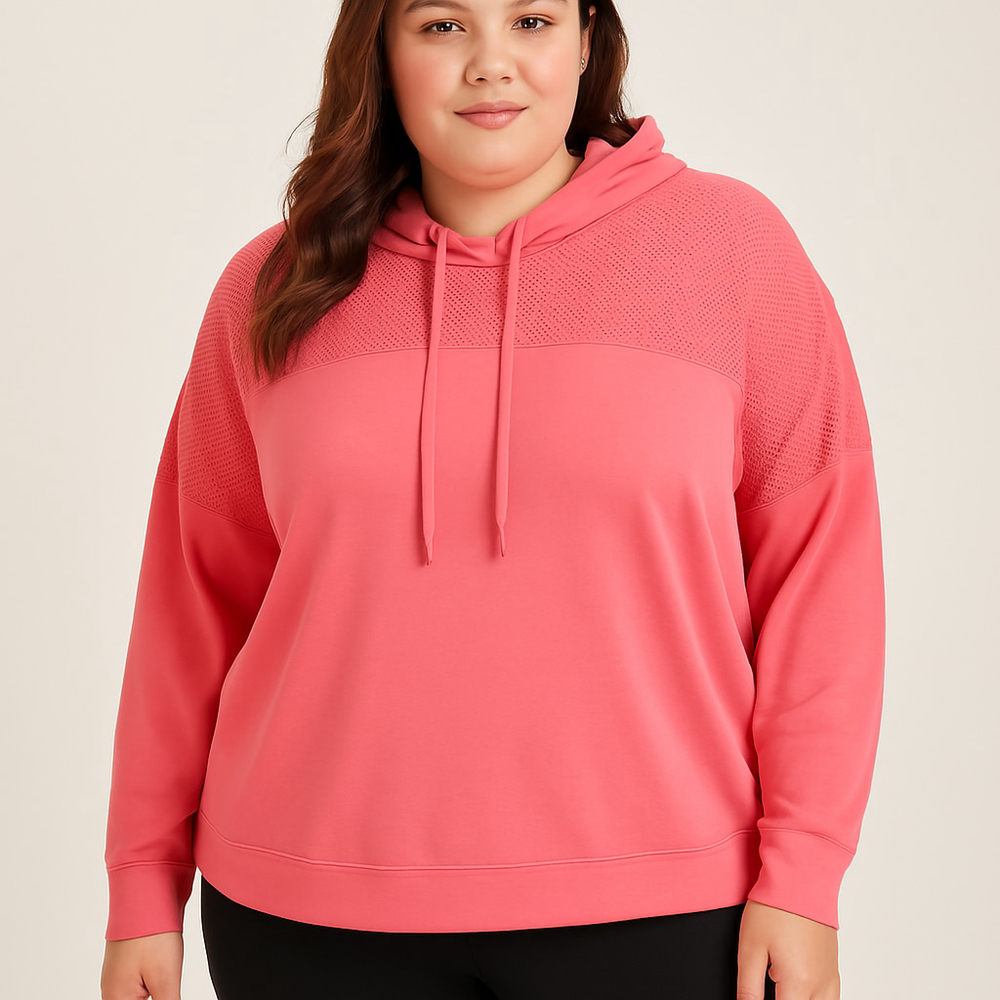 ACX Activewear Flow Mesh Hoodie Pink Long Sleeve 2X Lightweight